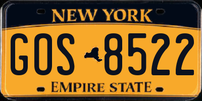 NY license plate GOS8522