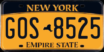 NY license plate GOS8525