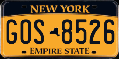 NY license plate GOS8526