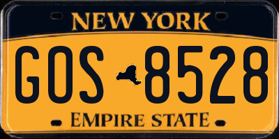 NY license plate GOS8528