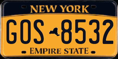 NY license plate GOS8532