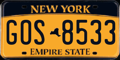NY license plate GOS8533