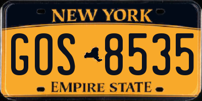 NY license plate GOS8535