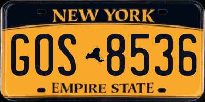 NY license plate GOS8536