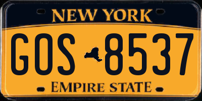 NY license plate GOS8537