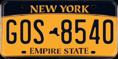 NY license plate GOS8540