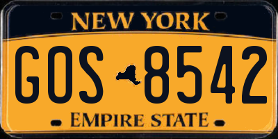 NY license plate GOS8542