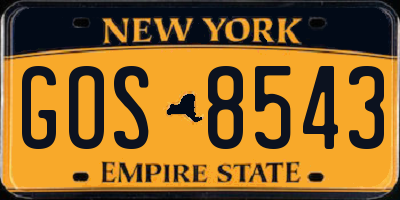 NY license plate GOS8543