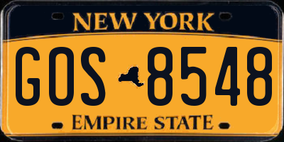 NY license plate GOS8548
