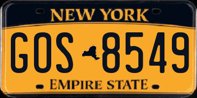 NY license plate GOS8549