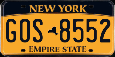 NY license plate GOS8552