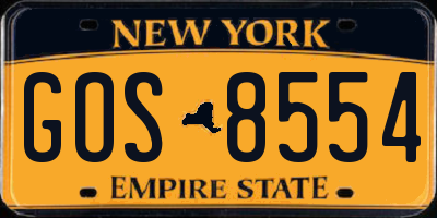 NY license plate GOS8554