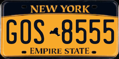 NY license plate GOS8555