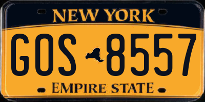 NY license plate GOS8557