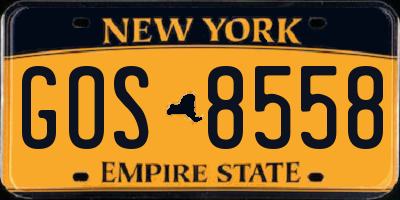 NY license plate GOS8558