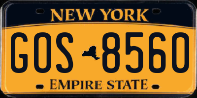 NY license plate GOS8560