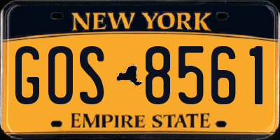 NY license plate GOS8561