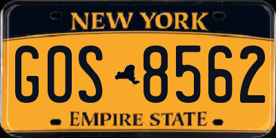 NY license plate GOS8562