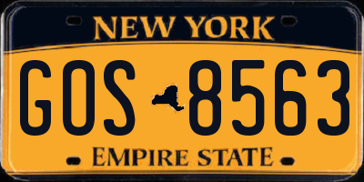 NY license plate GOS8563