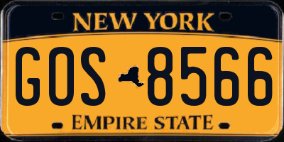 NY license plate GOS8566