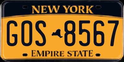 NY license plate GOS8567