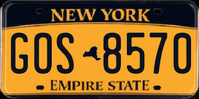 NY license plate GOS8570