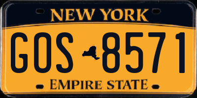 NY license plate GOS8571