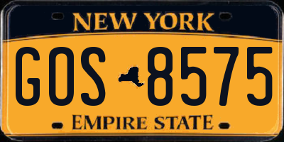 NY license plate GOS8575