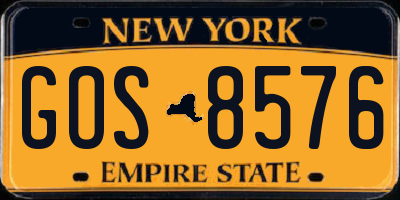 NY license plate GOS8576