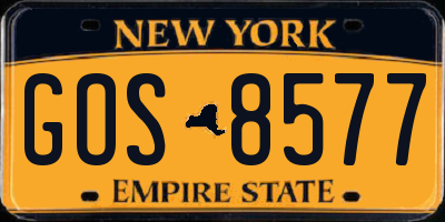 NY license plate GOS8577