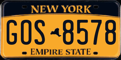 NY license plate GOS8578