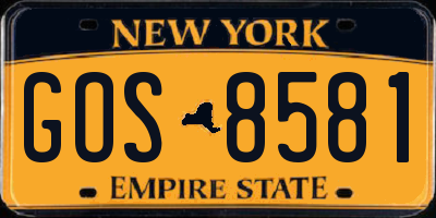 NY license plate GOS8581