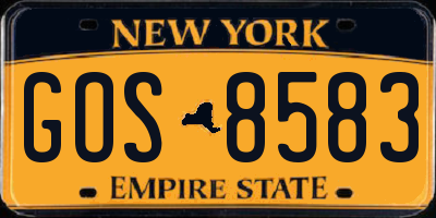 NY license plate GOS8583
