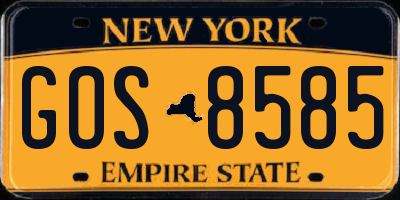 NY license plate GOS8585