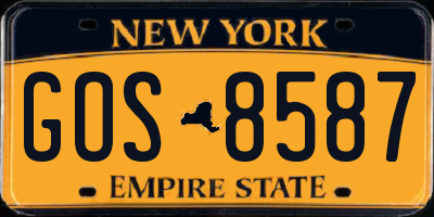 NY license plate GOS8587