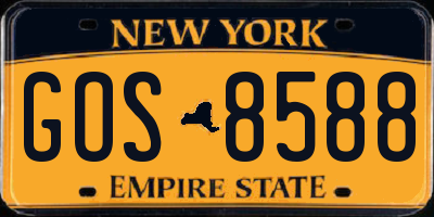 NY license plate GOS8588
