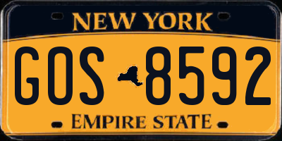 NY license plate GOS8592