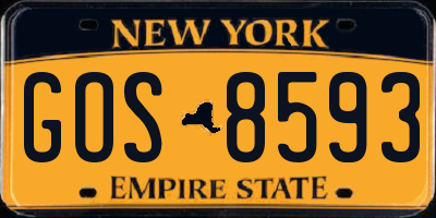 NY license plate GOS8593