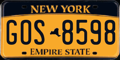 NY license plate GOS8598