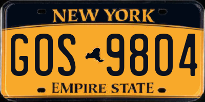 NY license plate GOS9804