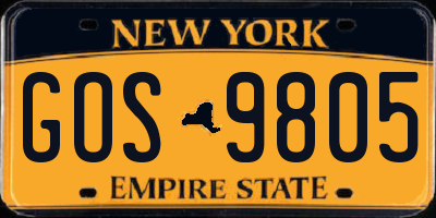 NY license plate GOS9805