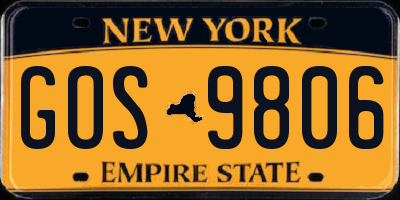 NY license plate GOS9806