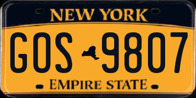 NY license plate GOS9807
