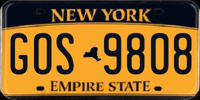 NY license plate GOS9808