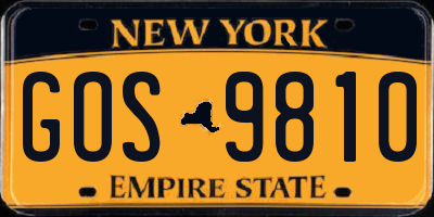 NY license plate GOS9810