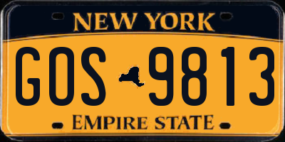 NY license plate GOS9813