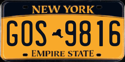 NY license plate GOS9816