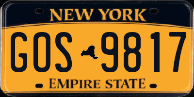 NY license plate GOS9817