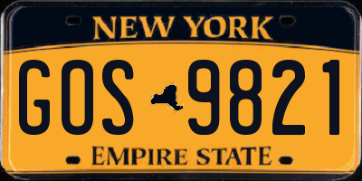 NY license plate GOS9821
