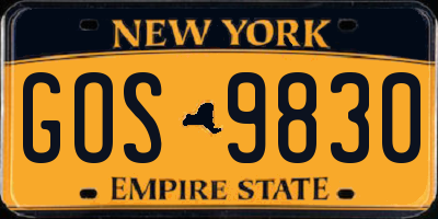 NY license plate GOS9830
